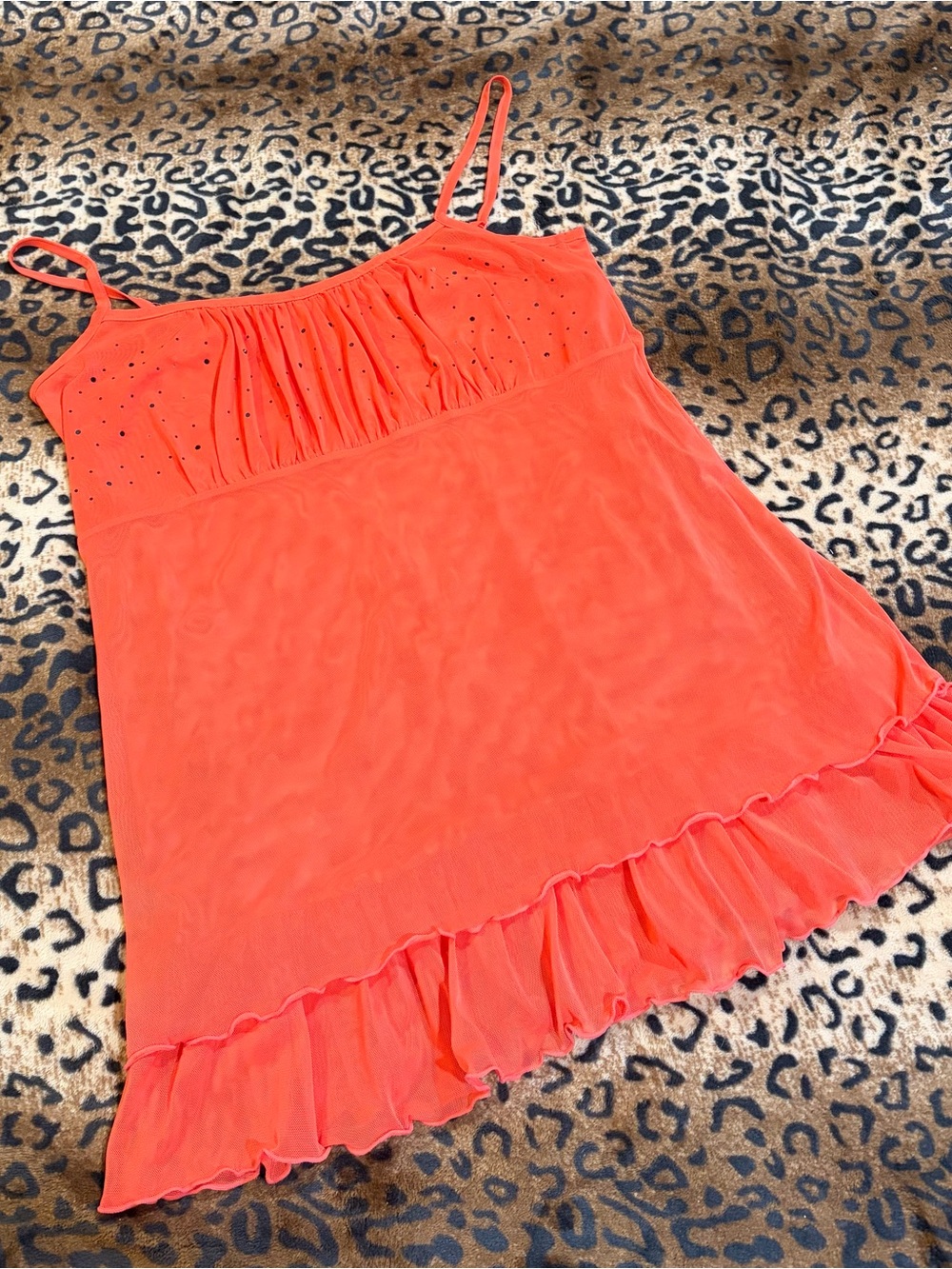 Bright Coral Ruffle Tank